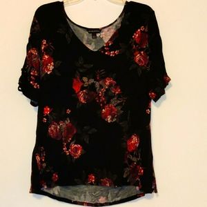Rock and Republic black floral blouse